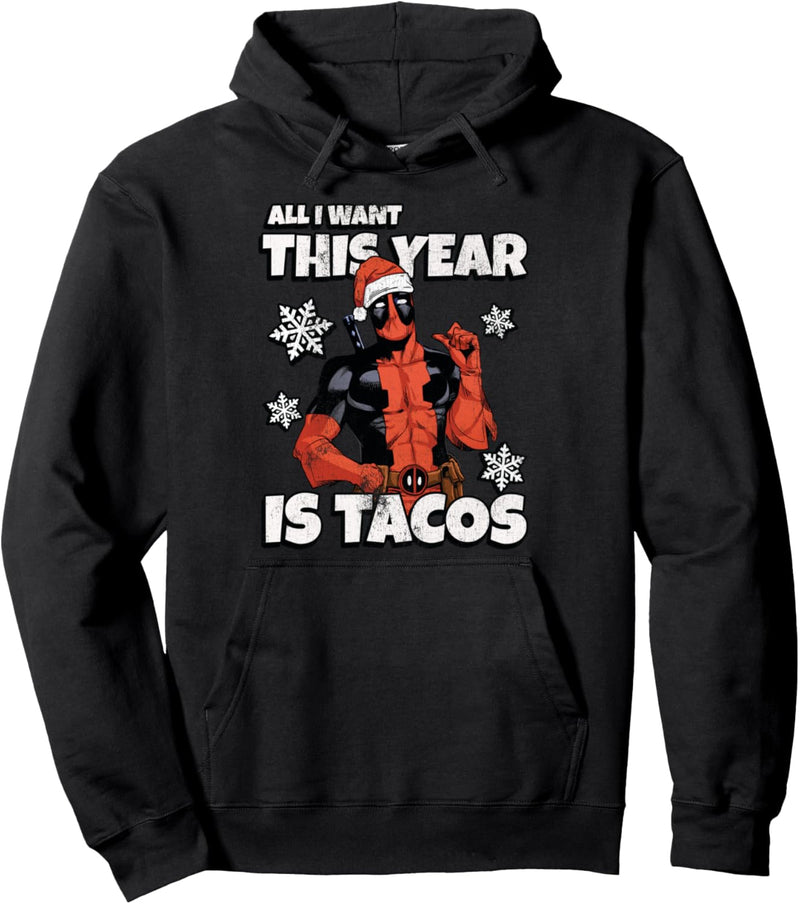 Marvel Deadpool Holiday All I Want Is Tacos Pullover Hoodie