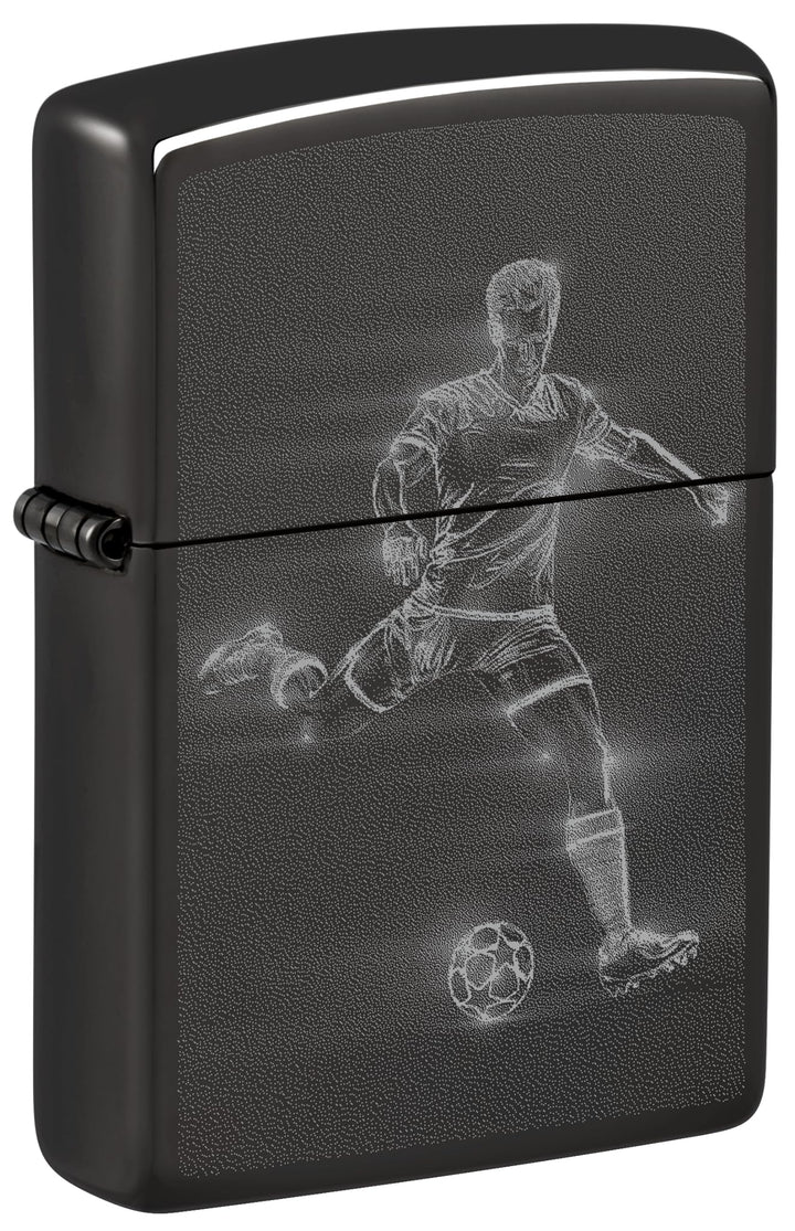 Zippo Sturmfeuerzeug - Soccer Player in Action, High Polish Black, Photo Image - Nachfüllbar - Wiede