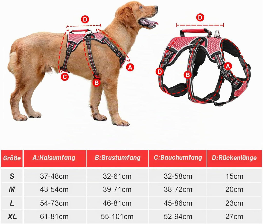 HEELE Hundegeschirr, Ausbruchsicher, Schnalle im Halsbereich, Reflektierend, Brustgeschirr mit Robus