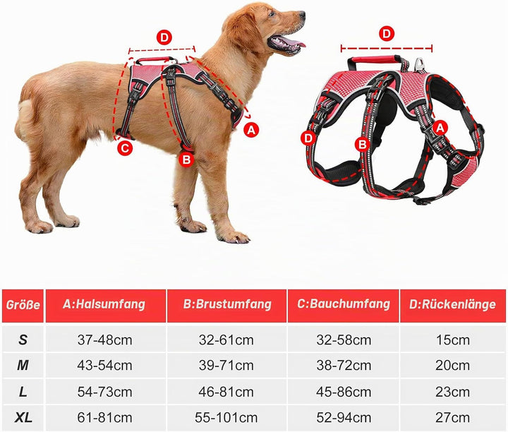 HEELE Hundegeschirr, Ausbruchsicher, Schnalle im Halsbereich, Reflektierend, Brustgeschirr mit Robus