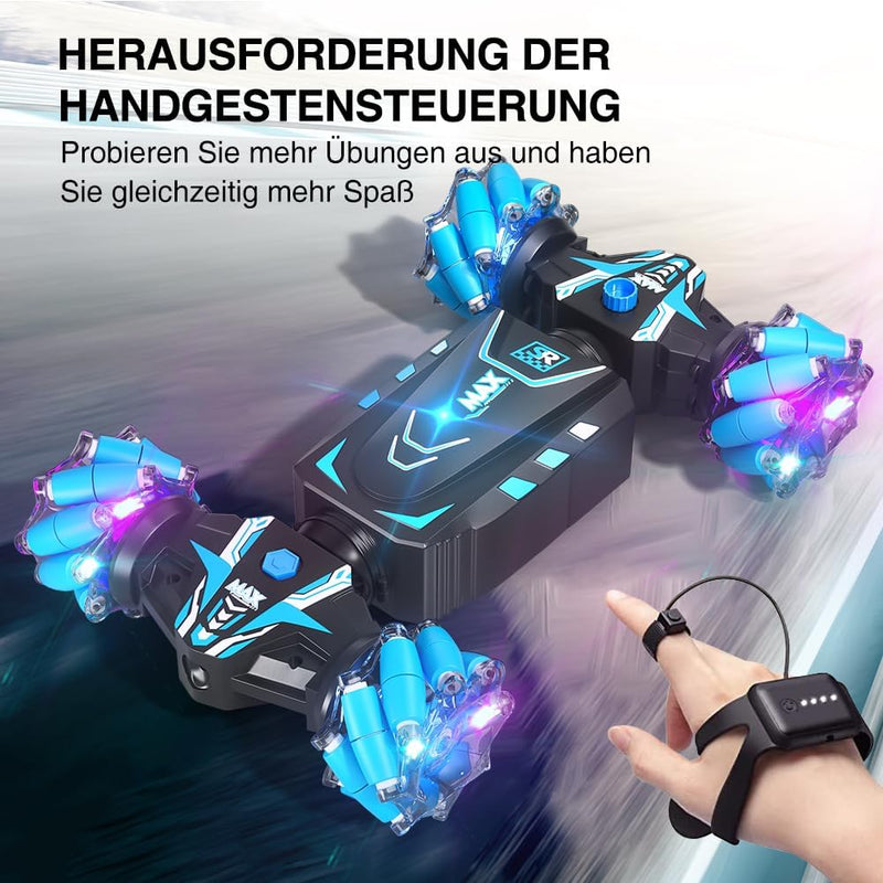 AYIQUTY Ferngesteuertes Auto für Kinder, RC Stunt Car mit Licht und Sprühen, 4WD 2,4 GHz Geländewage