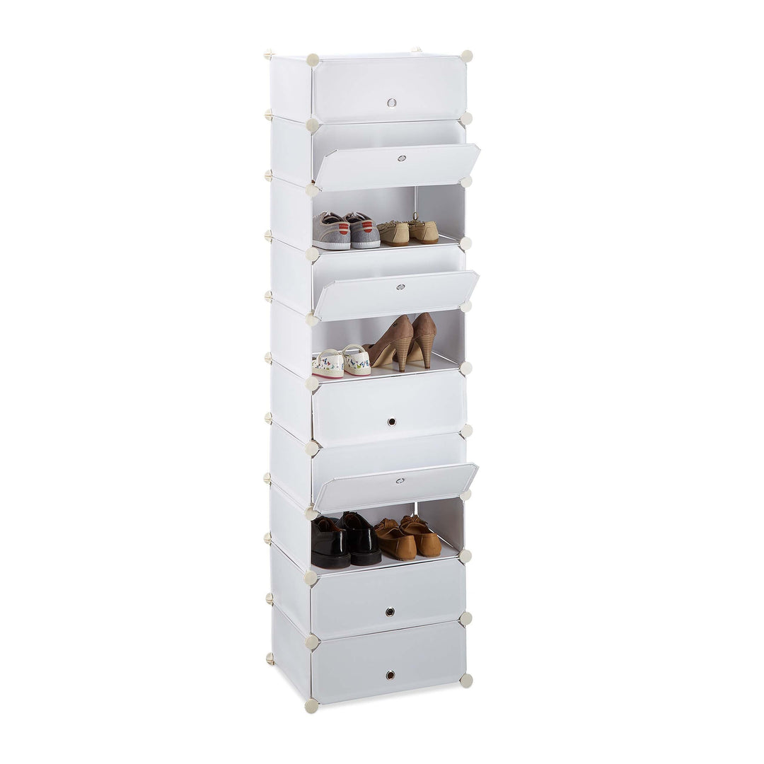 Relaxdays Schuhregal 10 Ebenen, Schuhschrank gross, Steckregal platzsparend, Regal DIY, HxBxT 176 x