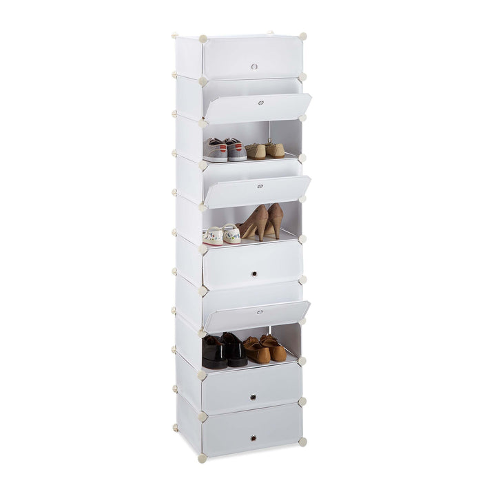 Relaxdays Schuhregal 10 Ebenen, Schuhschrank gross, Steckregal platzsparend, Regal DIY, HxBxT 176 x