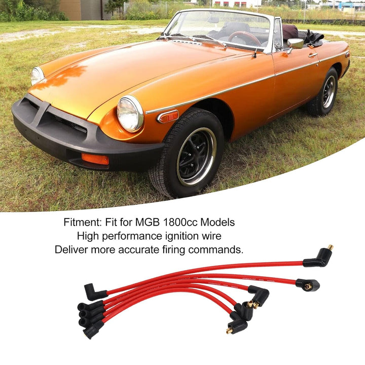 Zündkerzen-Zündkabelsatz für MGB 1800cc-Modelle, 5 Stück, 8 Mm, Rotes Silikon, HT-Zündkabel, Zündker