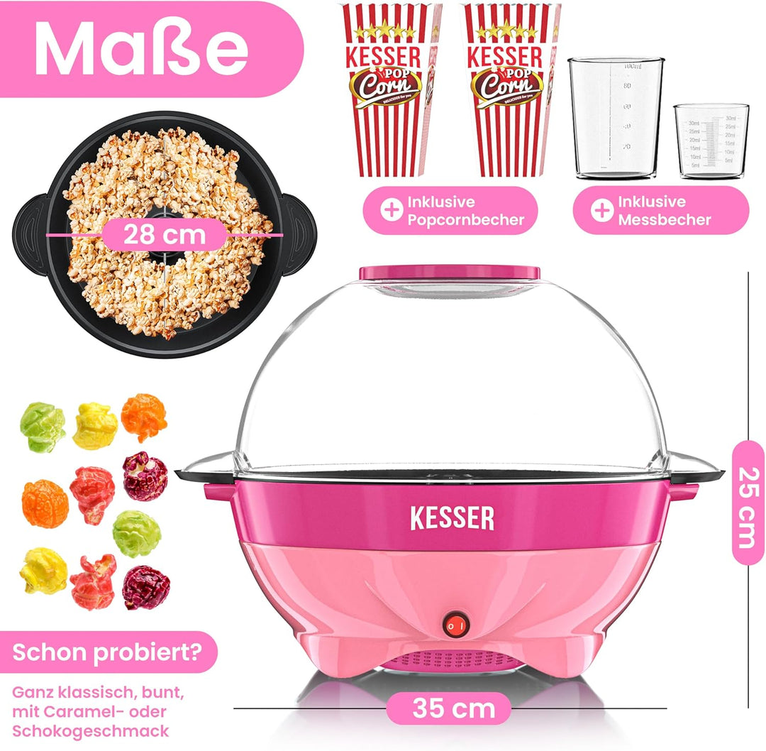 KESSER® Popcornmaschine Gross 800W Popcorn-Maker 5,5l Inhalt mit Antihaftbeschichtung Deckel & Servi