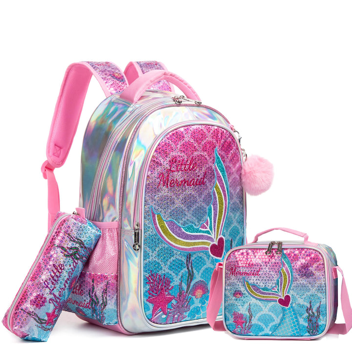 HTgroce Meerjungfrau Rucksack Mädchen Schulrucksack Schulranzen Schultasche Rucksack Freizeitrucksac