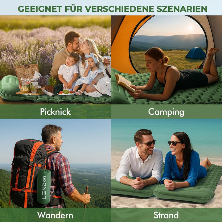 LENDOO Ultraleichte Aufblasbare Isomatte, 195cm*60cm Isomatte Selbstaufblasend Mit Aufblasbarem Kiss
