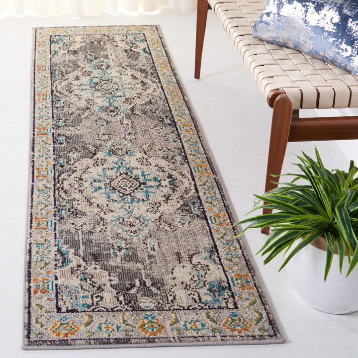 SAFAVIEH Boho Teppich für Wohnzimmer, Esszimmer, Schlafzimmer - Monaco Collection, Kurzer Flor, Grau