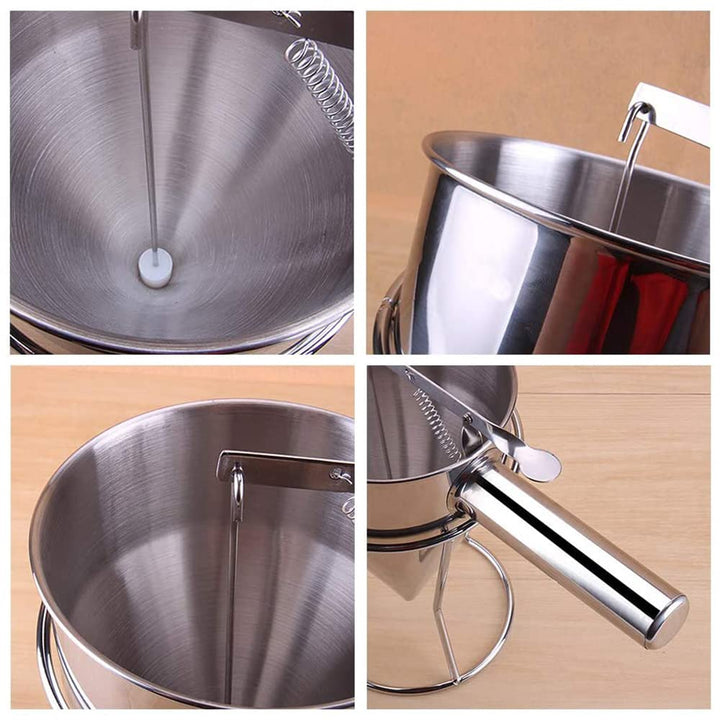 Kolbentrichter, Edelstahl Teigportionierer, Pfannkuchen Teigspender, Batter Trichter, Fülltrichter,