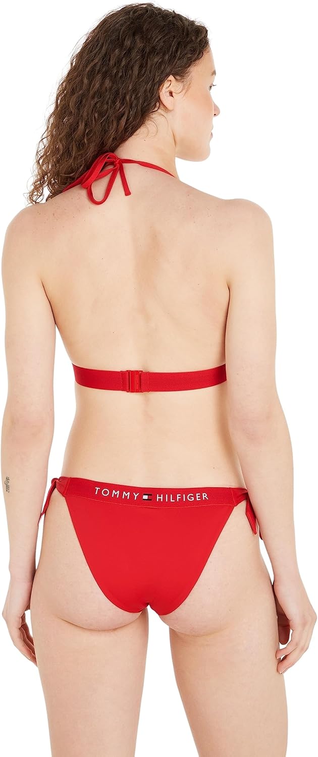 Tommy Hilfiger Damen Bikinihose Seitliche Schnürung Side Tie Cheeky Bikini Sport L Rot (Primary Red)