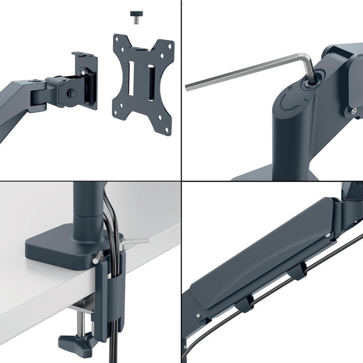 Leitz Ergo Set platzsparender Monitor-Arm mit Multi-Winkel Laptopständer, Monitor-Halterung für 1 Mo