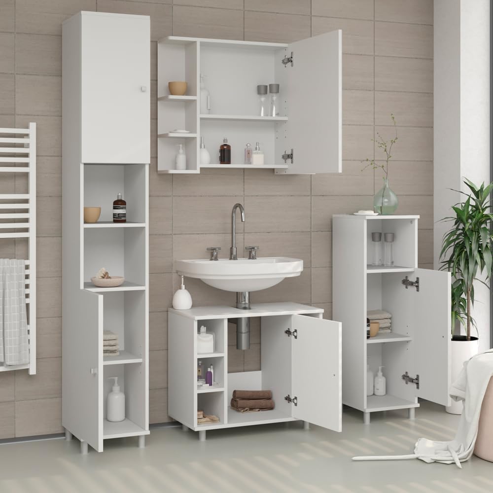 Vicco Waschbeckenunterschrank Fynn, Weiss, 60 x 54 cm Weiss 60 x 54 cm, Weiss 60 x 54 cm