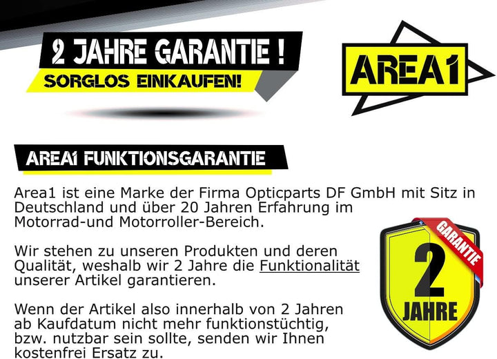 Area1 Universal Motorrad Rückspiegel Paar e-geprüft 2x M10 Rechtsgewinde + Linksgewindeadapter, pass