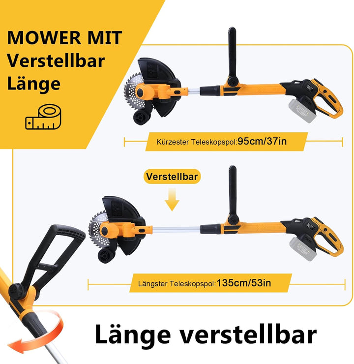 Akku Rasentrimmer für Makita Akkus 18 V (MAX 21 V),2-in-1-Rasenkantenschneider mit Unkrautbürste,bür