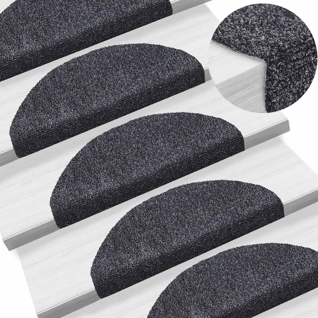 vidaXL 15x Stufenmatte Selbstklebend Dunkelgrau Treppenmatten Treppenteppich 15x/65 x 21 x 4 cm Dunk