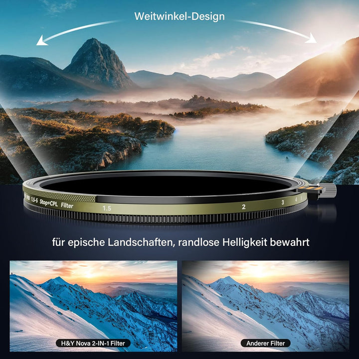 H&Y Nova Magnetischer Variabler ND3-32 + CPL-Filter 62 mm, 2-in-1 VND (1,5–5 Blendenstufen) & Zirkul