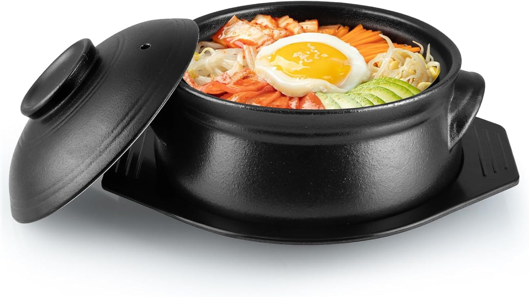Skelang Koreanische Bibimbap-Schale, Keramikschalen, Meeresfrüchtepfanne mit Deckel und Tablett, zum