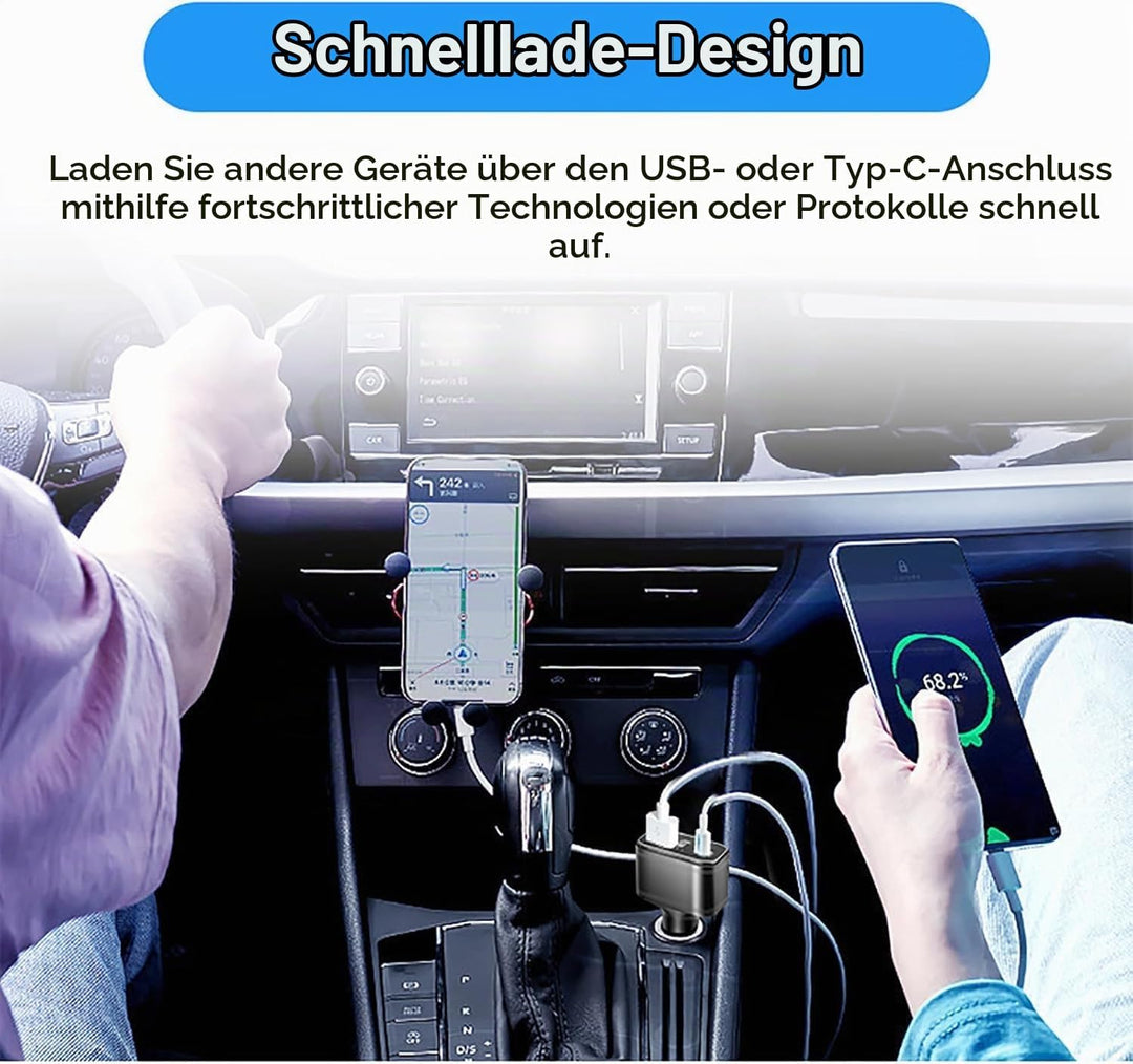 4G LTE GPS Tracker, Verstecktes 4G GPS Tracker Gerät ohne ABO Auto Zigarettenanzünder Dual USB Typ C