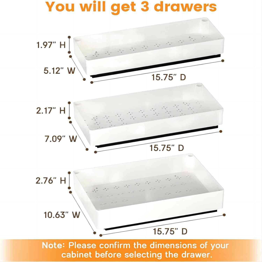 3 Grössen Ausziehbare Schublade Küche Teleskopschublade, Schubladen Organizer Küche Schrank Organize