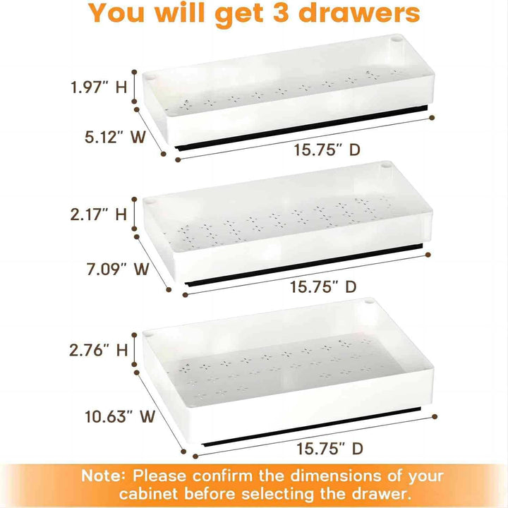 3 Grössen Ausziehbare Schublade Küche Teleskopschublade, Schubladen Organizer Küche Schrank Organize
