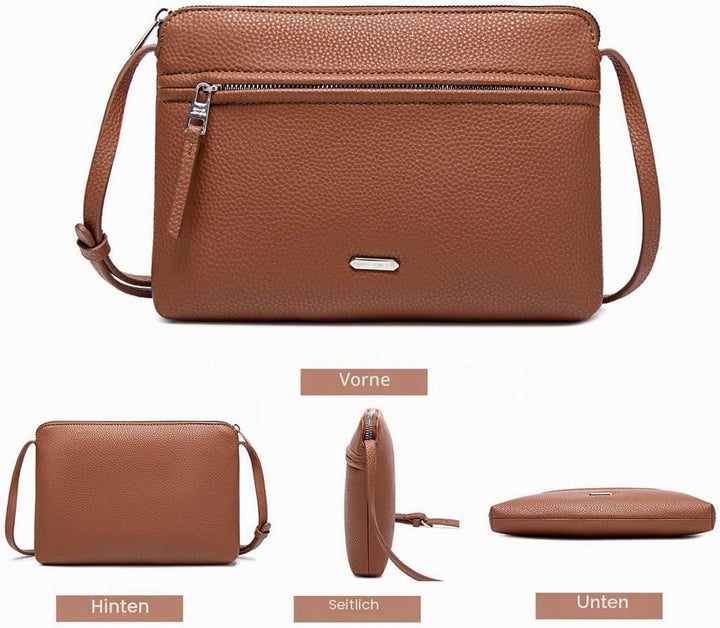David Jones - Damen Kleine Umhängetasche - Flache Handtasche PU Leder Frau - Elegante Tasche Klassis