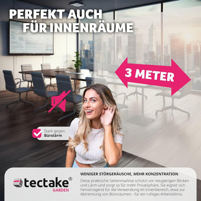 tectake blickdichte Aluminium Seitenmarkise, Wind- und Sichtschutz für Balkon, Garten und Terrasse,