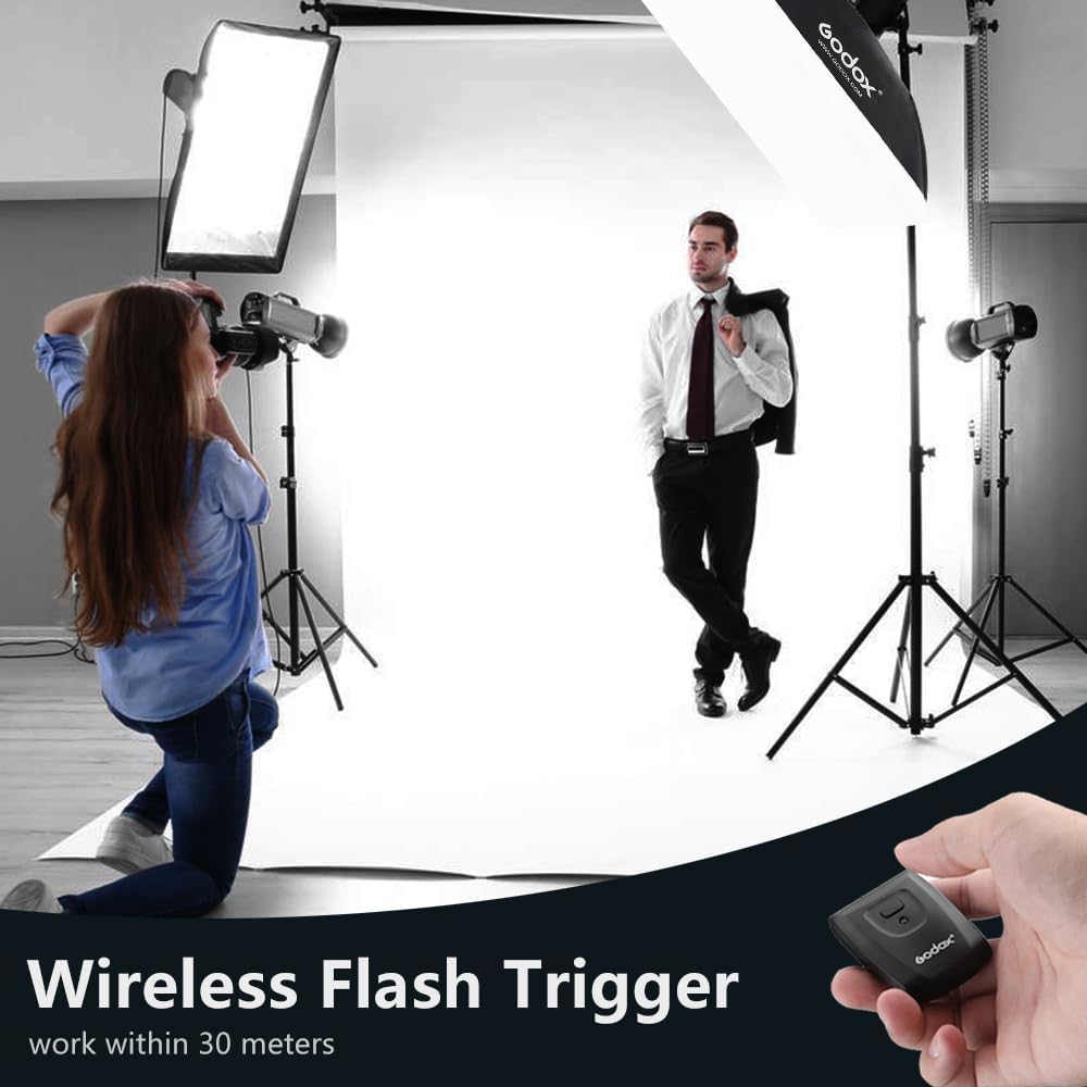Godox Professionelles Studioblitz Set, Godox Studio Blitzlicht für Fotografie, 2x180W 5600K Blitzkop