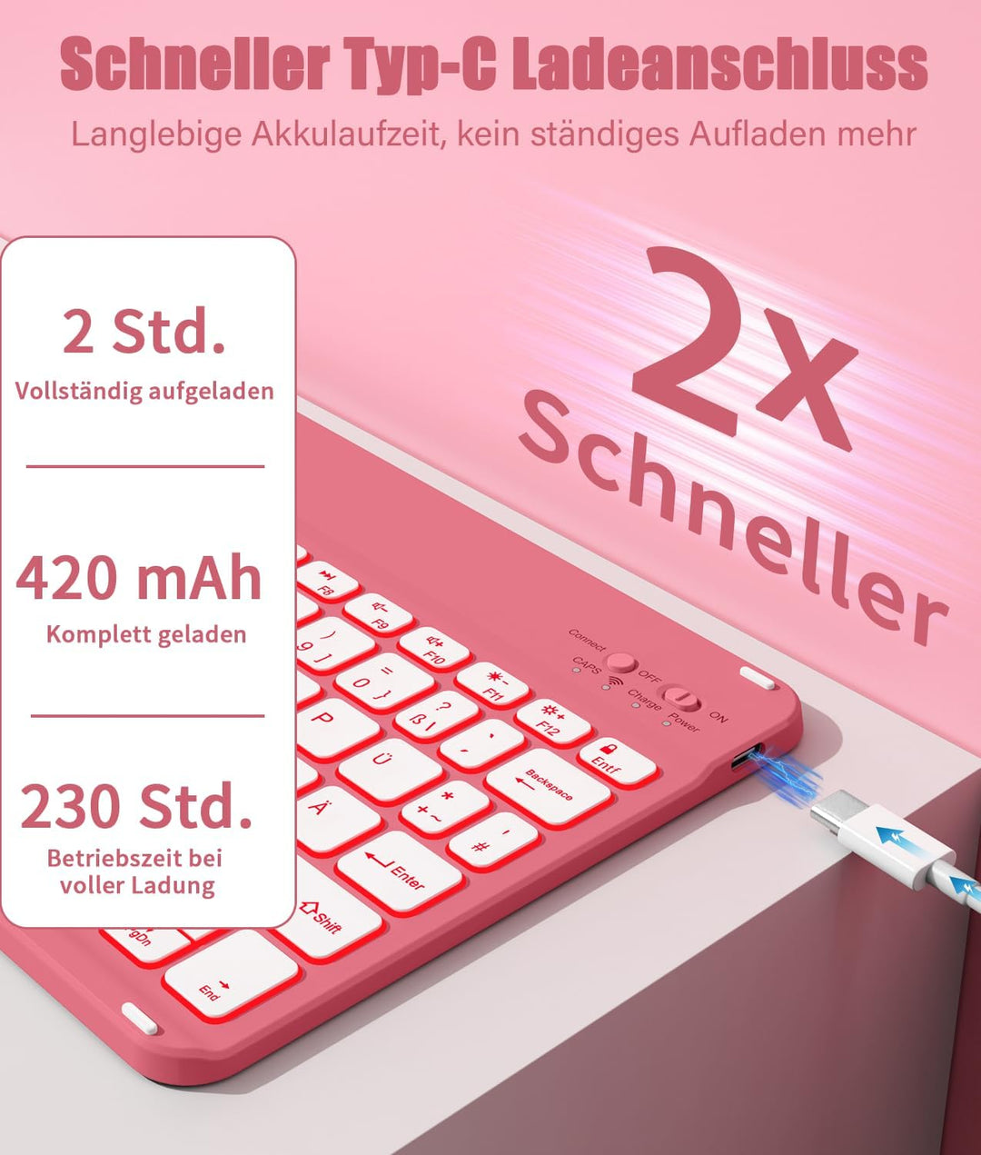 Hülle mit Tastatur für iPad A16 11/10 Generation (2025/2022, 11/10.9 Zoll) 7-Farben Beleuchtung Magn