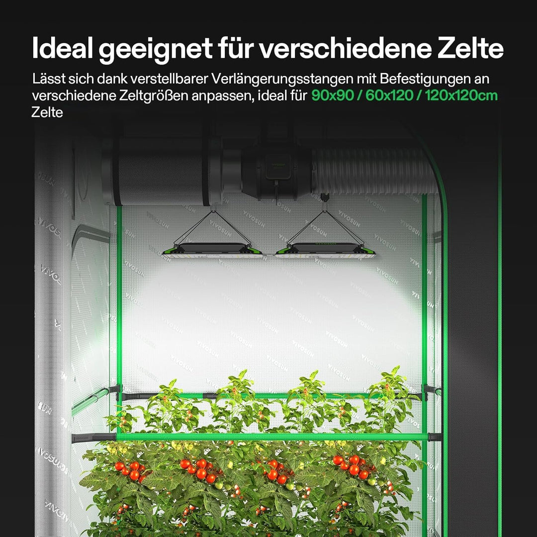 VIVOSUN 4er-Packung Grüne Stangen, Growzelt Höhes CFM-Set, Grüne Pole von 60-120cm, Geeignet für 60x