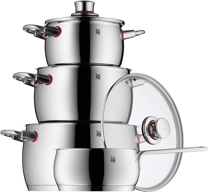 WMF Quality One Topfset Induktion 4-teilig, Kochtopf Set mit Glasdeckel, Cromargan Edelstahl poliert
