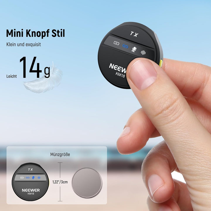 NEEWER Kabelloses Lavalier Mikrofon für iPhone Lärmunterdrückung Mini Ansteckmikrofon Set mit USB C