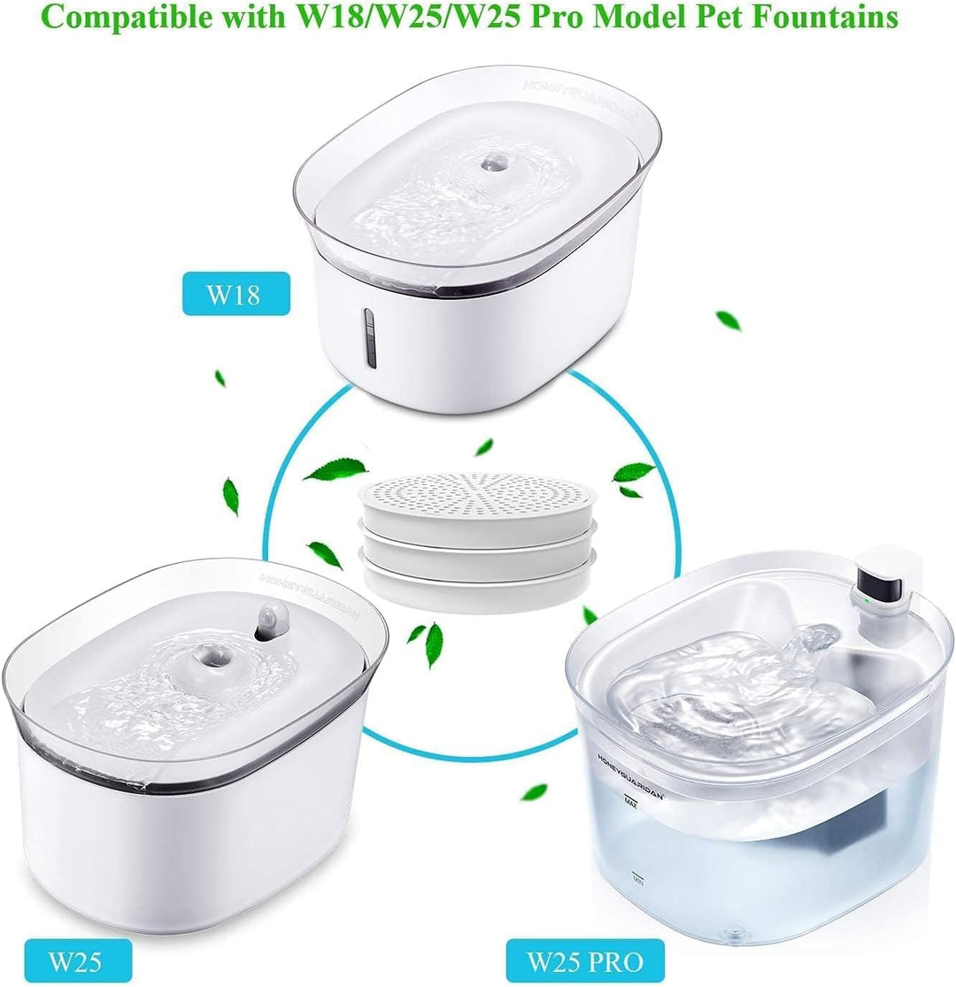 HoneyGuaridan Ersatzkohlefilter Aktualisiert für Haustier-Wasserspender W18/W25/W25 Pro/W58 Haustier