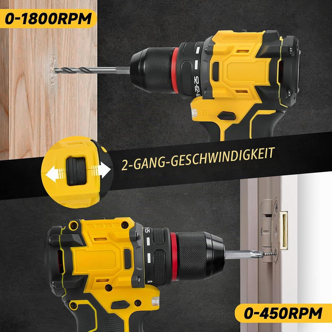Akku-Bohrschrauber für DEWALT 20V Akkus,25+1Drehmoment Einstellung, Max. Drehmoment 60N-m, LED-Licht