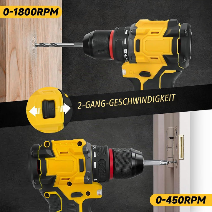 Akku-Bohrschrauber für DEWALT 20V Akkus,25+1Drehmoment Einstellung, Max. Drehmoment 60N-m, LED-Licht