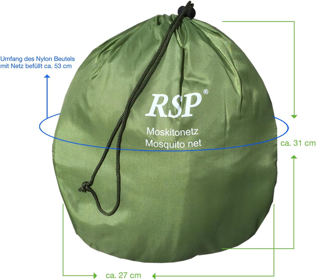 RSP Moskitonetz extragross für Doppelbetten 200x200cm (grün)