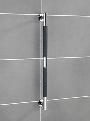 WENKO Edelstahl Wandhaltegriff Secura 65,5 cm - Bad-Sicherheitsgriff für Badewanne oder WC, Silikon,
