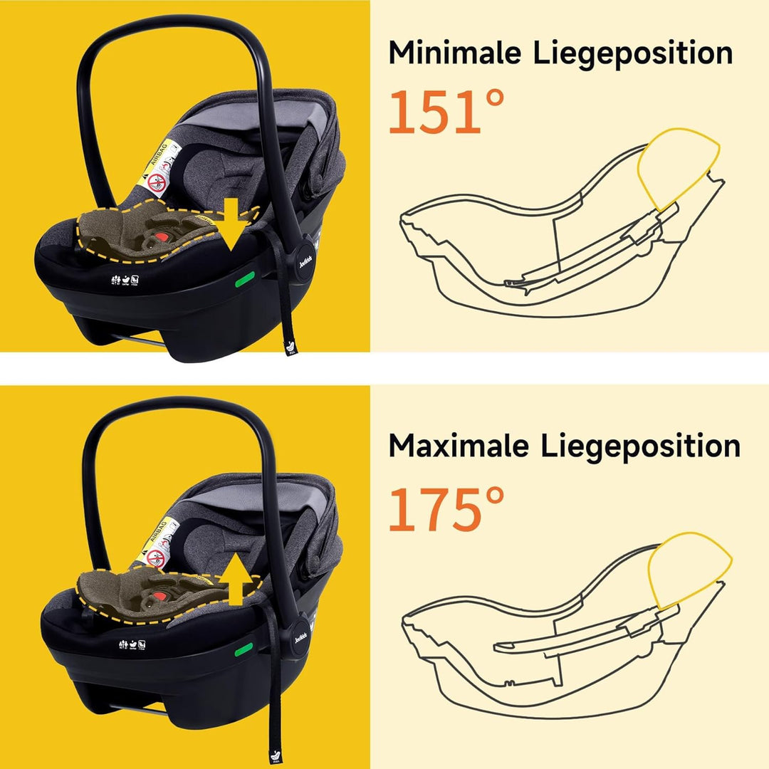 Jovikids Babyschale, Stufenlos verstellbare Liegeposition, Gruppe 0/0+ (40-87 cm) Baby Autositz mit