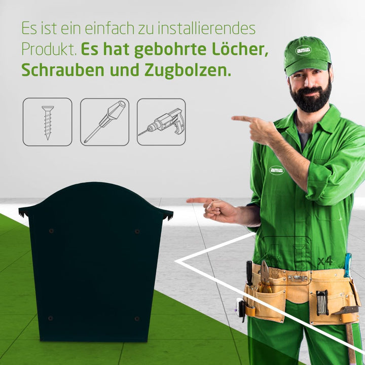 Amig - Aussenbriefkasten | Briefkasten für Wand, Mauer oder Zaun | Masse: 37 x 32 x 10,5 cm | Stahl