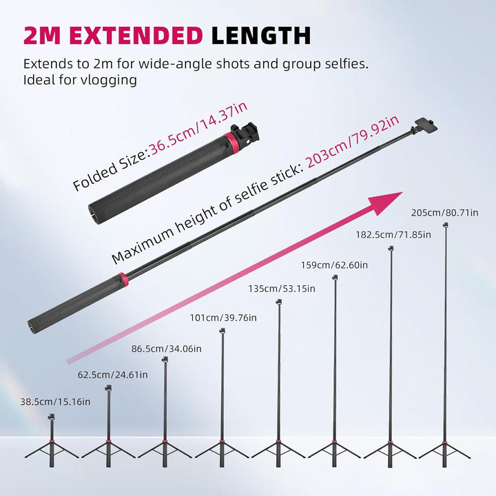 2M Pocket 3 4 Selfie Stick Stativ für GoPro Action Kamera, ausziehbarer Vlog Halter, kompatibel mit