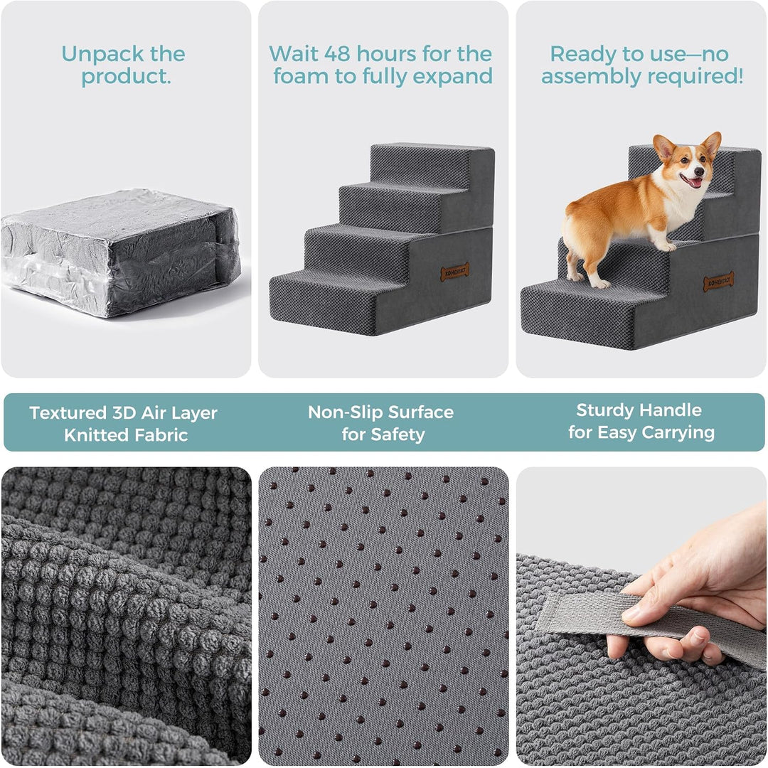 Hundetreppe &amp; Rampe für hohes Bett &amp; Sofa, 33-61 cm abnehmbare Haustiertreppe für kleine &amp; mittlere