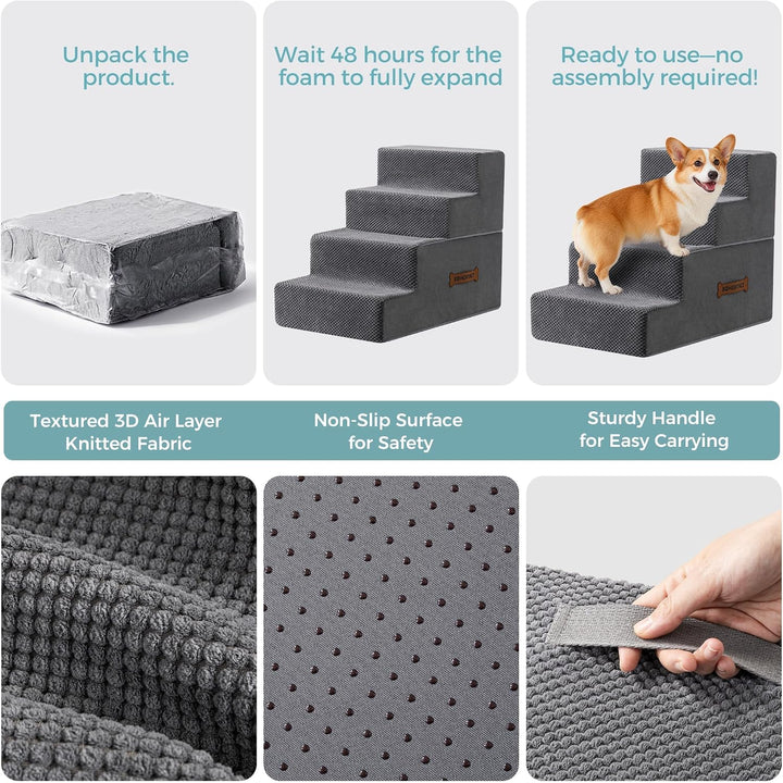 Hundetreppe &amp; Rampe für hohes Bett &amp; Sofa, 33-61 cm abnehmbare Haustiertreppe für kleine &amp; mittlere
