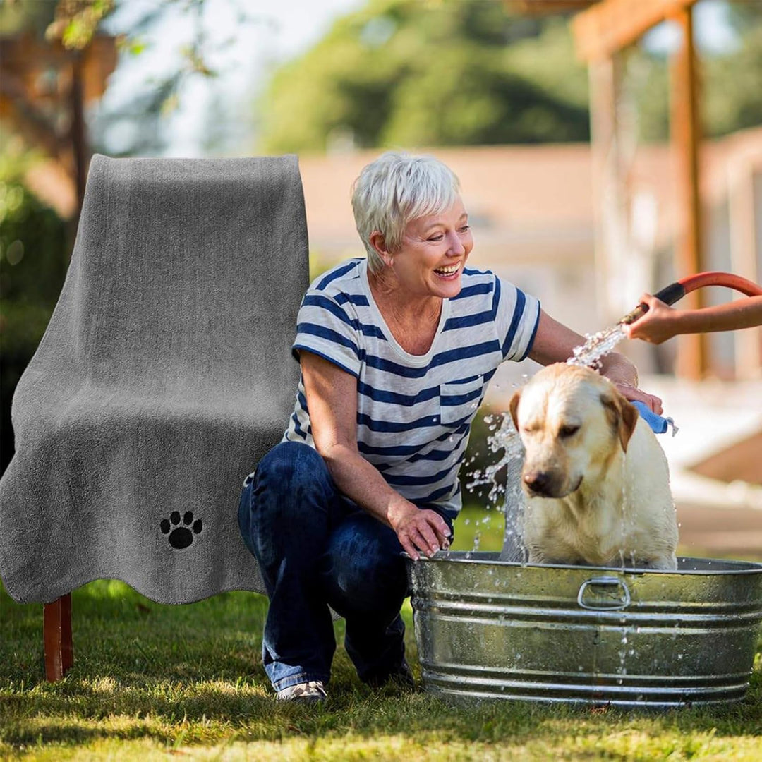 Hundehandtuch Set Extra Saugfähig, 2 Stück Mikrofaser Handtuch Hund Grosse Hunde und Katzen, 70x140c