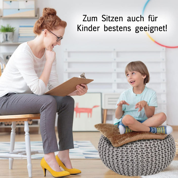 casamia Pouf Ø 55 o. 45 cm Sitzpouf Strickhocker Sitzpouf Bodenkissen nachhaltig Grobstrick Optik Gr