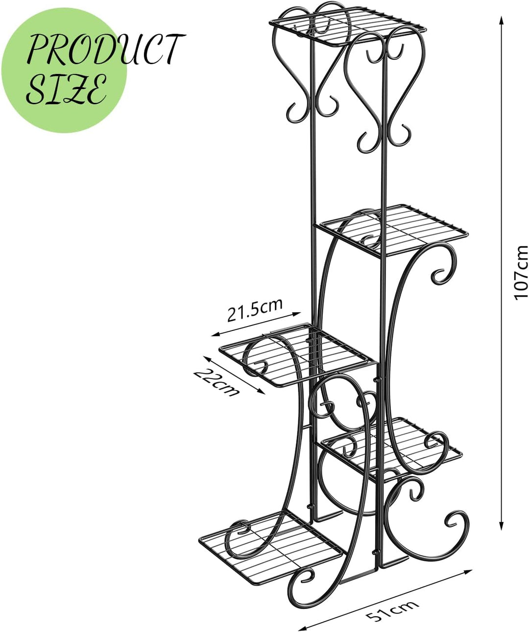 Yumyolk Blumenständer, Pflanzenständer, Blumentreppe, Blumenregal, Pflanzenregale, Blumenbank, metal