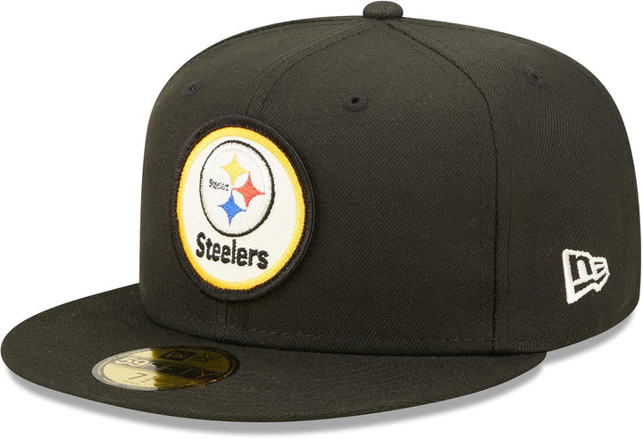 New Era 59Fifty Round Logo Steelers Cap Basecap Baseballcap Flat Brim Fitted Herren - mit Schirm Win