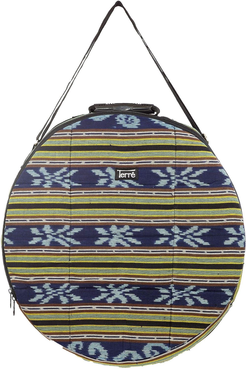 Shamandrum Tasche BLAU aus Ikat 50 cm für Schamanentrommel Rahmentrommel - im MYSEVENDO Set - Rund R