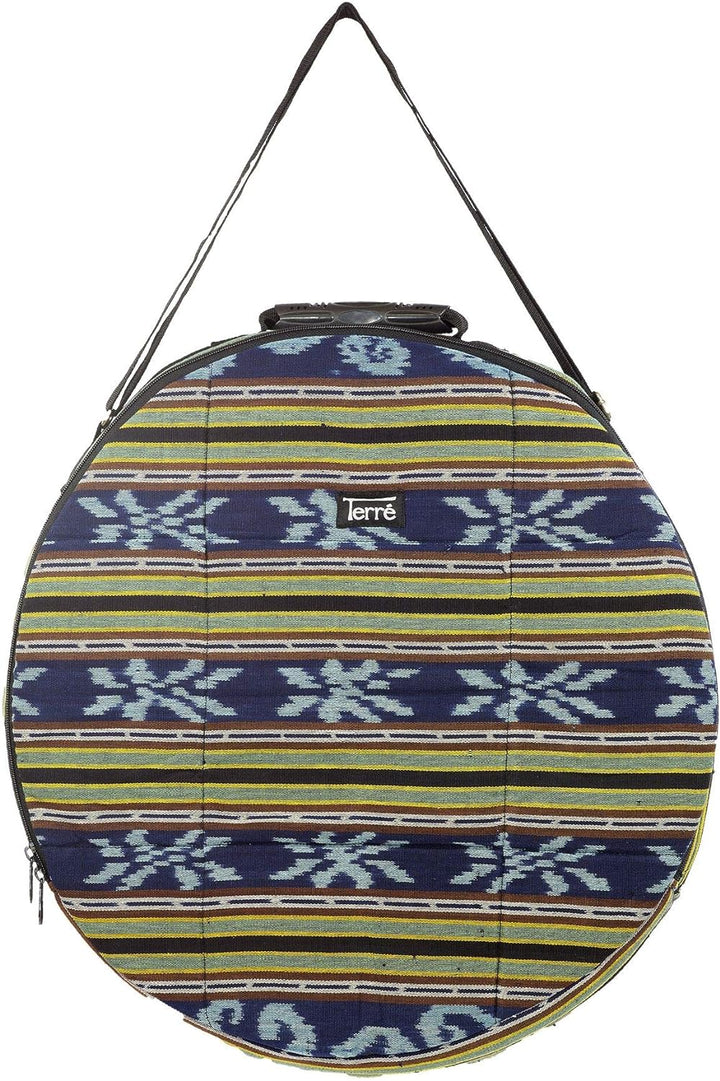 Shamandrum Tasche BLAU aus Ikat 50 cm für Schamanentrommel Rahmentrommel - im MYSEVENDO Set - Rund R