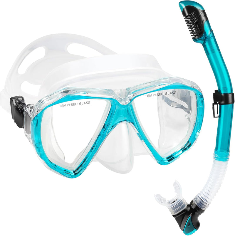Taucherbrille für Erwachsene mit Anti-Nebel Schnorchelmaske, Schwimmmaske gehärtetem Glas und Nasena