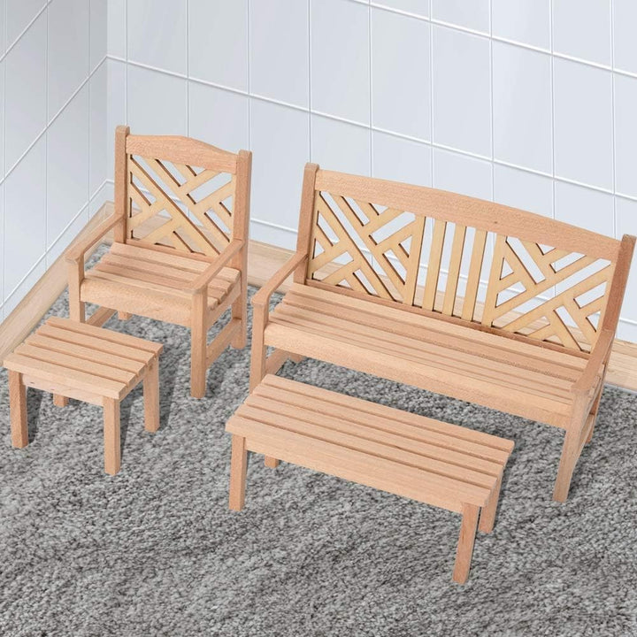 4 STÜCKE Holz Puppenhaus Möbel Garten Stuhl Hocker 1:12 Skala Holz Farbe Puppenhaus Miniatur Tisch S