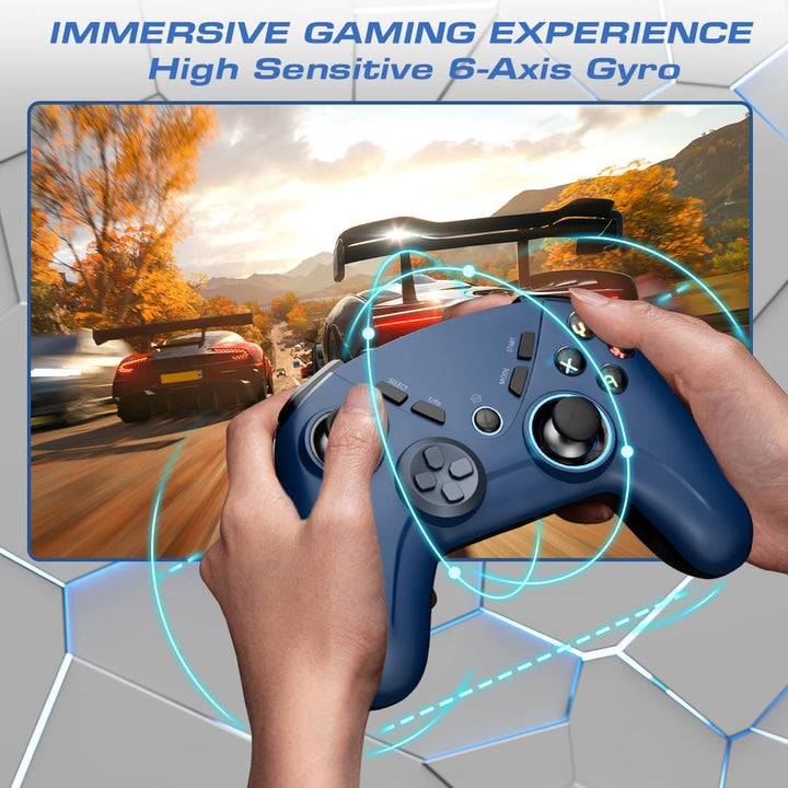 PC Joystick, Wireless Game Controller mit Double Vibration, 4 Programmierbare Tasten, Turbo, 6-Achse